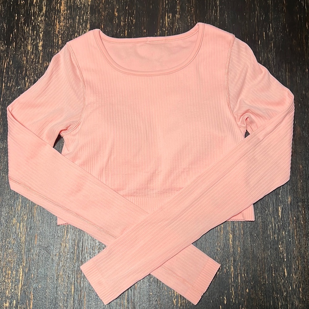 Pink Lululemon Cropped Long Sleeve